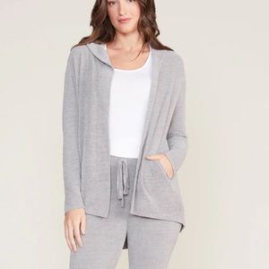 Barefoot Dreams CozyChic Ultra Lite® Hooded Cardi - Dove Gray, Sz M